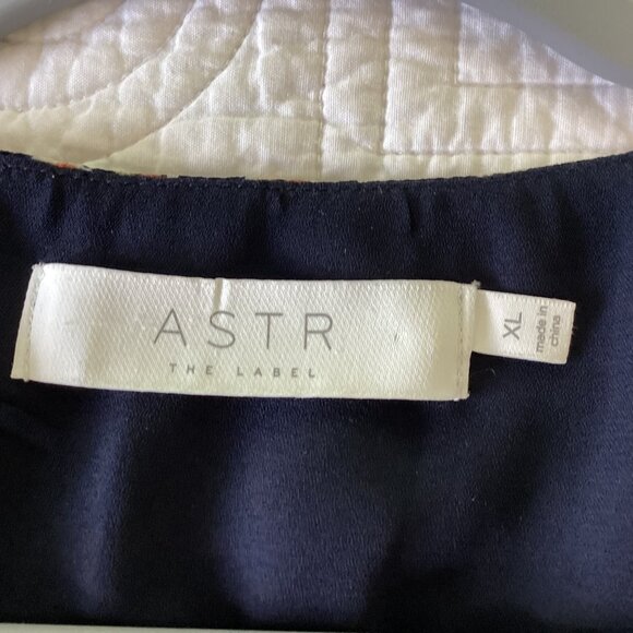 ASTR the label Navy & Rust Bitsy Print Floral Midi Dress Button Front Women's XL - Picture 3 of 16